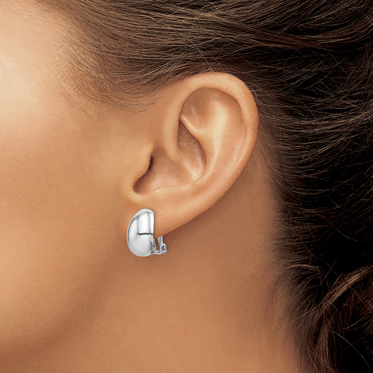 Sterling Silver Clip On Hoop Earrings Domed High Polish