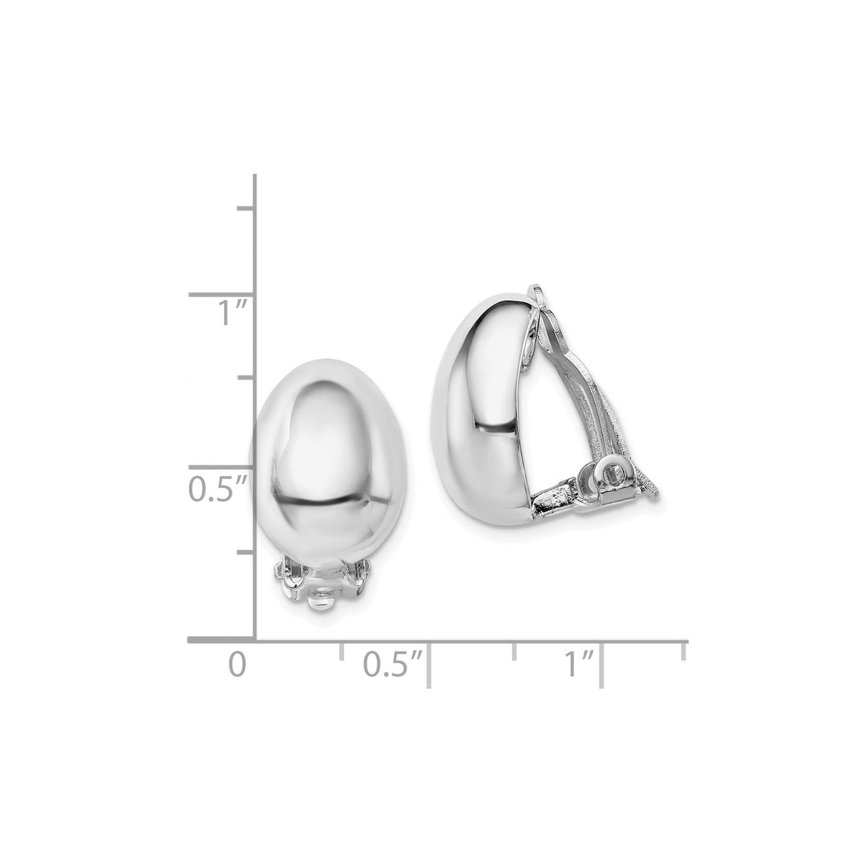 Sterling Silver Clip On Hoop Earrings Domed High Polish