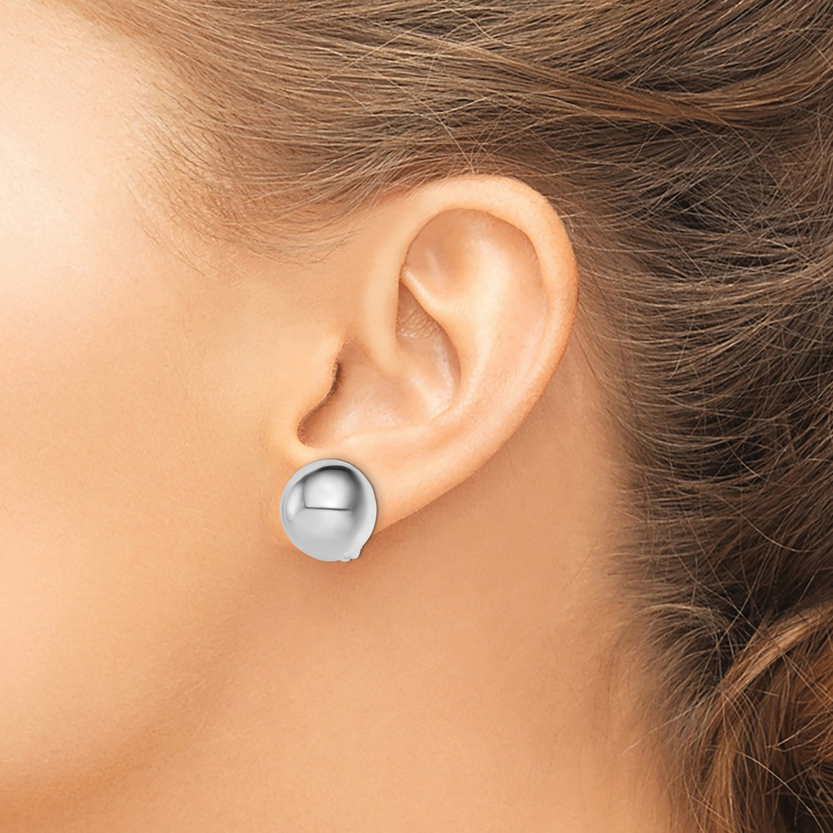 Sterling Silver Clip On Earrings Domed Half Sphere Polished