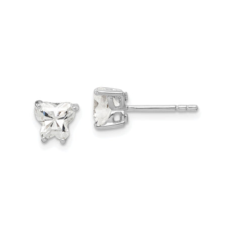 Sterling Silver Butterfly Stud Earrings with Cubic Zirconia, Dainty Nature-Inspired Jewelry for Women