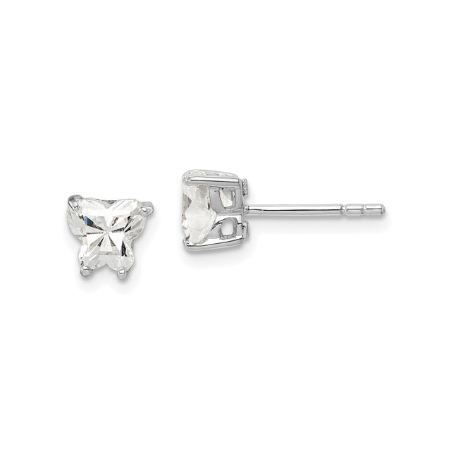Sterling Silver Butterfly Stud Earrings with Cubic Zirconia, Dainty Nature-Inspired Jewelry for Women