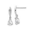 Sterling Silver Dangle Earrings with Marquise Post and Pave Cubic Zirconia Pear Drop