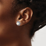 Sterling Silver Pearl Stud Earrings With Blue Gem Sunburst