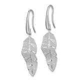 Sterling Silver Leaf Dangle Earrings, Feather Motif, Boho Botanical Style for Women
