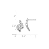 Sterling Silver Stud Earrings with Cubic Zirconia, Twisted Ribbon Abstract Design