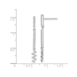 Sterling Silver Drop Earrings with Cubic Zirconia, Vertical Bar and Zigzag Design, Modern Minimalist Style