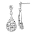Sterling Silver Dangle Earrings with Cubic Zirconia, Teardrop Openwork Leaf Design for Women