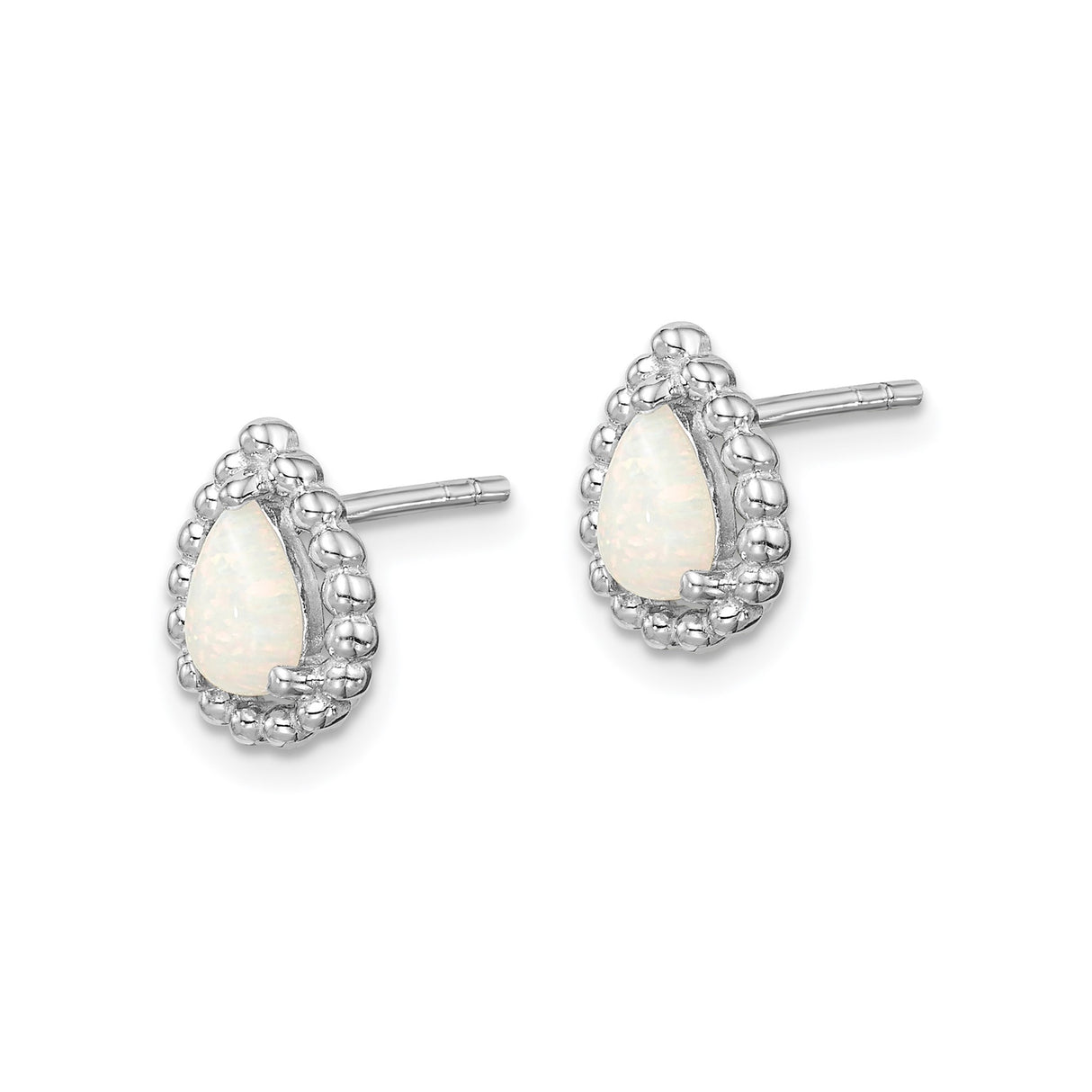 Sterling Silver Teardrop Stud Earrings Opal Beaded Frame
