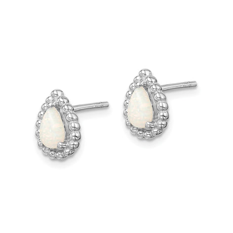 Sterling Silver Teardrop Stud Earrings Opal Beaded Frame