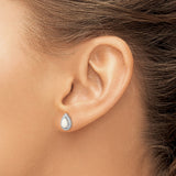Sterling Silver Teardrop Stud Earrings Opal Beaded Frame