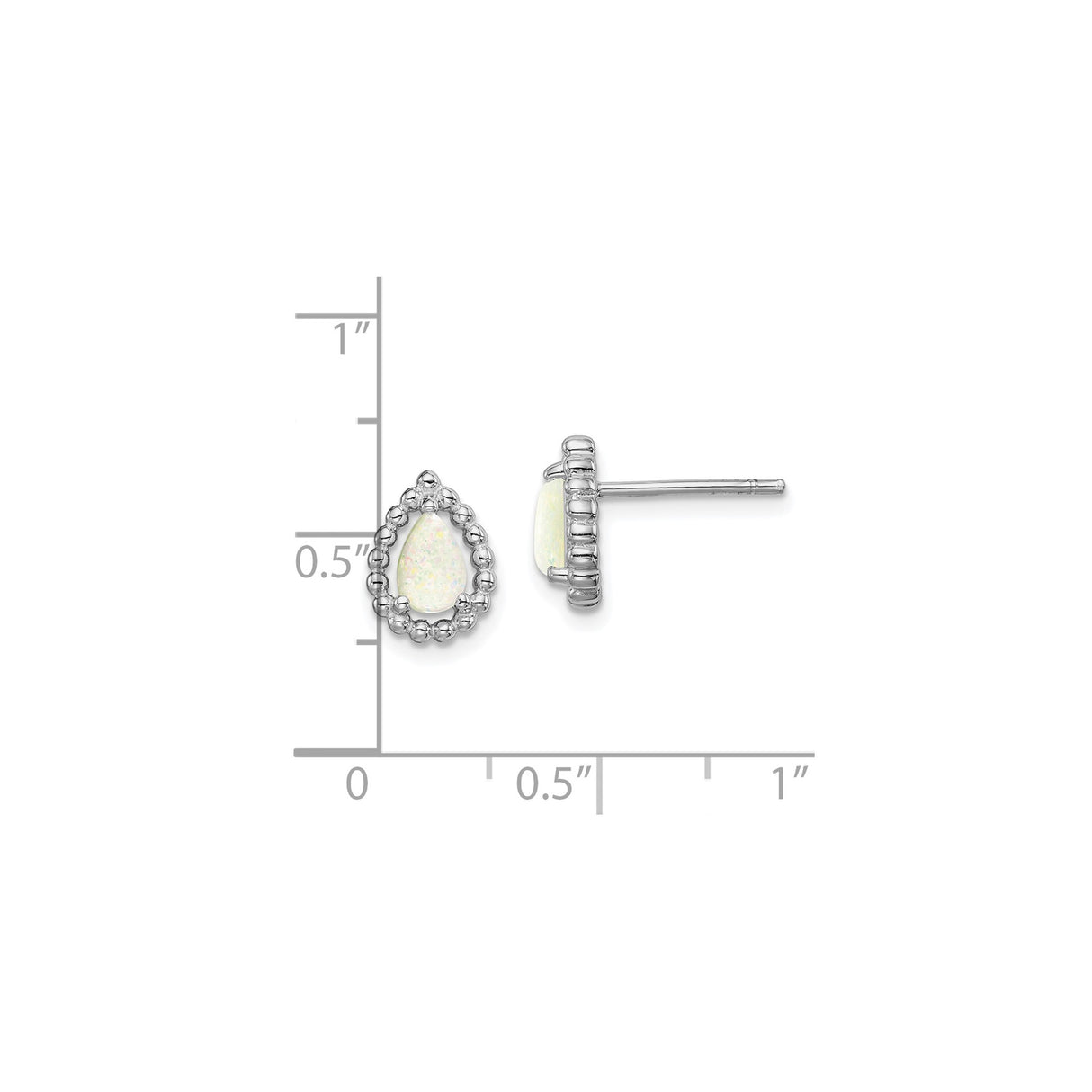 Sterling Silver Teardrop Stud Earrings Opal Beaded Frame