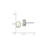 Sterling Silver Opal Stud Earrings, Oval Crown Bezel Setting, Womens Fine Jewelry
