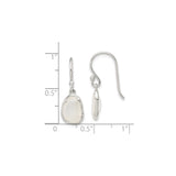 Sterling Silver Dangle Earrings with Oval Faceted White Chalcedony, Minimalist Drop Design