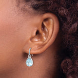 Sterling Silver Drop Earrings with Sky Blue Topaz Teardrop Gemstones and Hook Design