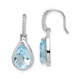 Sterling Silver Drop Earrings with Sky Blue Topaz Teardrop Gemstones and Hook Design
