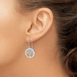 Sterling Silver Tree of Life Dangle Earrings with Created Opal, Openwork Circle Design, Boho Style