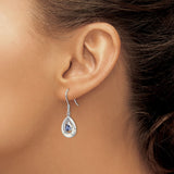 Sterling Silver Dangle Earrings with Blue Cubic Zirconia and Lab-Created Opal Teardrop Design