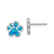 Sterling Silver Stud Earrings with Created Blue Opal Paw Print Design
