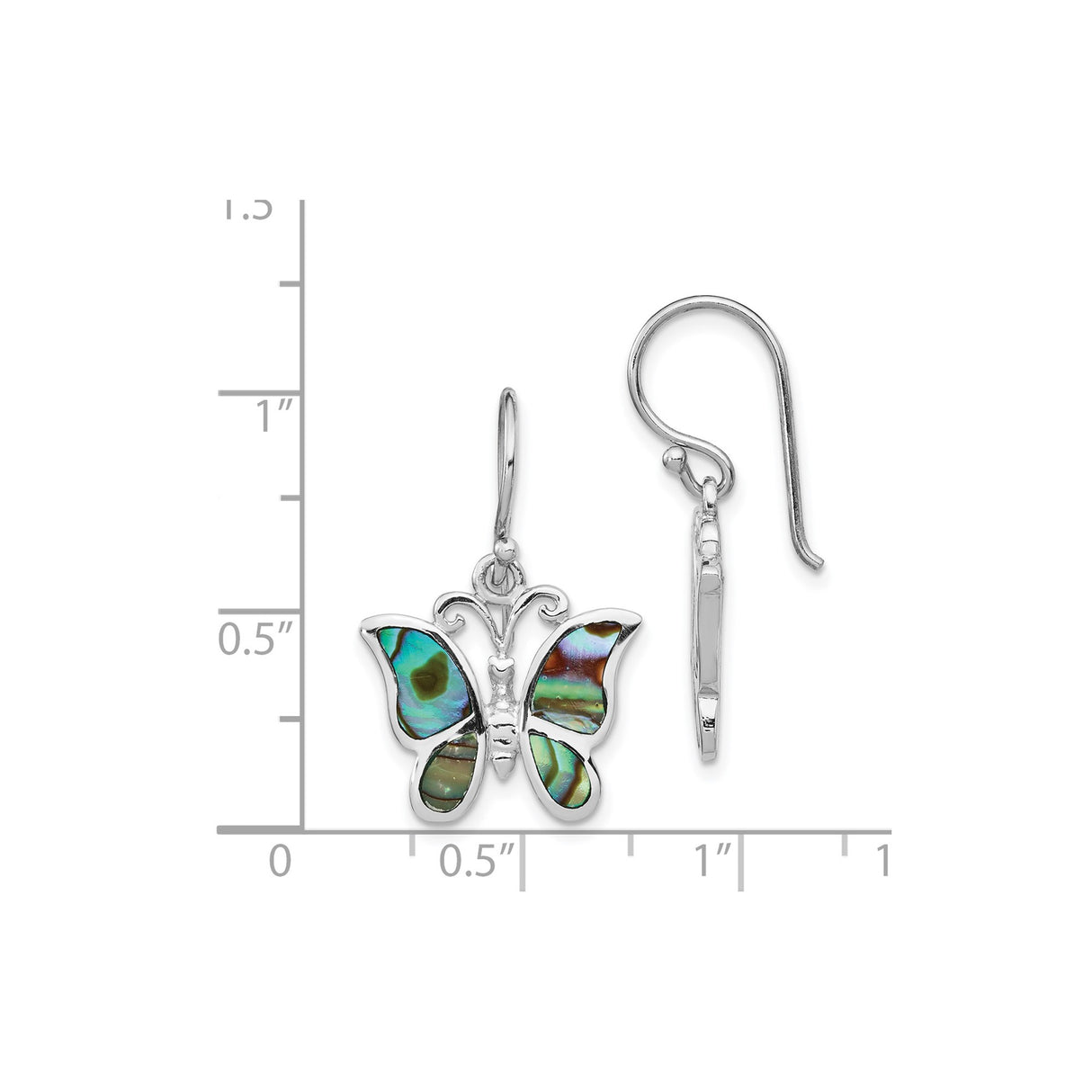 Sterling Silver Butterfly Dangle Earrings with Abalone Shell Inlay, Nature-Inspired Boho Design for Women