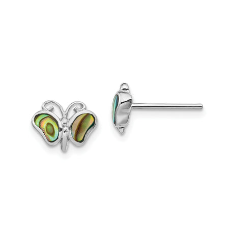 Sterling Silver Butterfly Stud Earrings with Abalone Shell Inlay, Nature Inspired Design