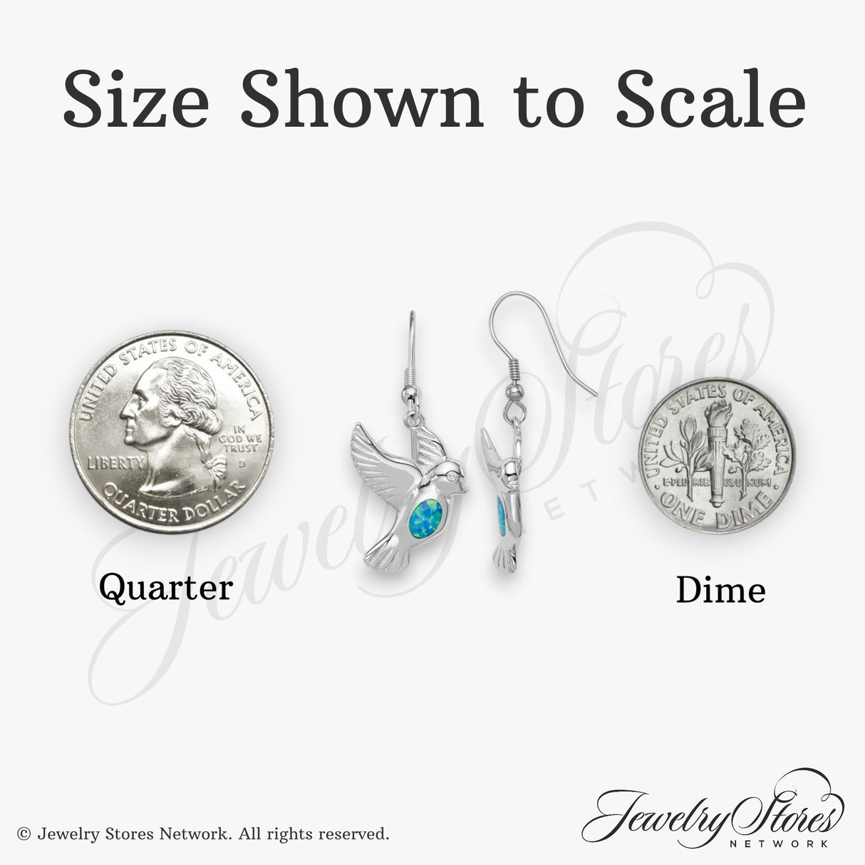 Sterling Silver Dangle Earrings with Created Opal, Dove and Peace Symbol Design, Christian Theme
