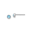 Sterling Silver Stud Earrings with Created Opal, Round Bezel Set Minimalist Design for Women
