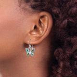 Sterling Silver Stud Earrings with Created Blue Opal, Round Bezel Set, Minimalist Design for Women