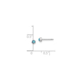 Sterling Silver Stud Earrings with Created Blue Opal, Round Bezel Set, Minimalist Design for Women
