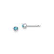 Sterling Silver Stud Earrings with Created Blue Opal, Round Bezel Set, Minimalist Design for Women