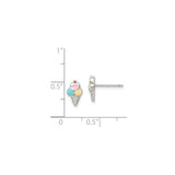 Sterling Silver Ice Cream Cone Stud Earrings with Colorful Enamel Scoops, Whimsical Summer Jewelry
