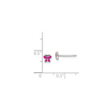Sterling Silver Butterfly Stud Earrings with Pink Enamel Inlay, Dainty Youth Jewelry