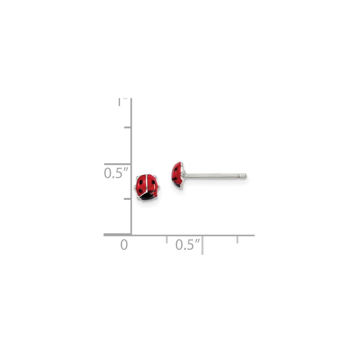 Sterling Silver Ladybug Stud Earrings with Red and Black Enamel, Nature-Inspired Design