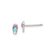 Sterling Silver Flip-Flop Stud Earrings with Pink and Blue Enamel, Beach Sandal Design for Women and Girls
