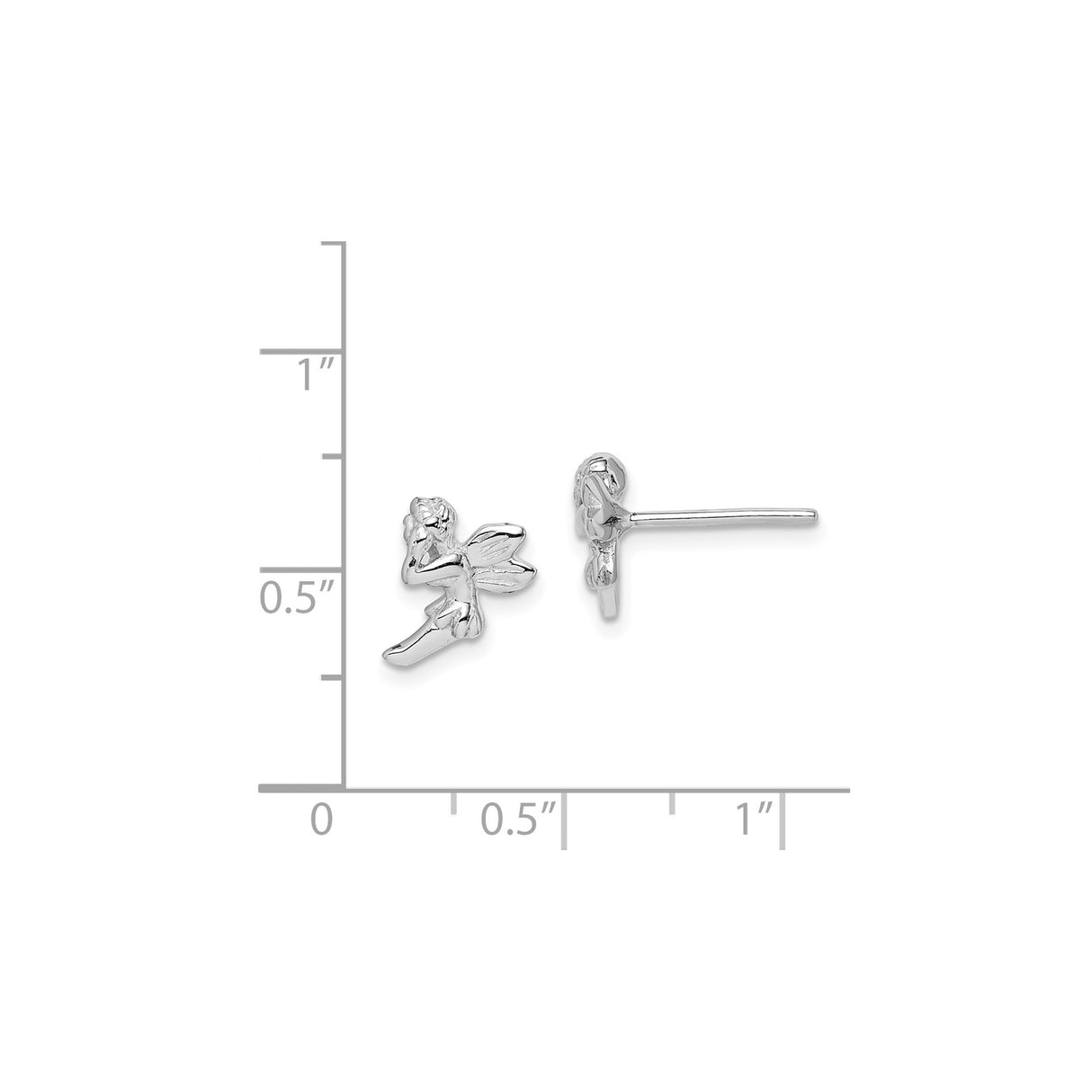 Sterling Silver Fairy Stud Earrings Winged Design No Stone