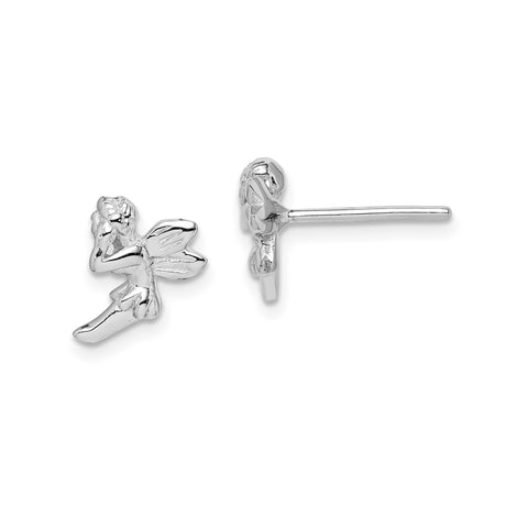 Sterling Silver Fairy Stud Earrings with Whimsical Winged Fairy Design, Dainty Silver Studs for Women and Girls, Enchanted Fantasy Jewelry Featuring Magical Fairies, Mythical Theme and Delicate Style