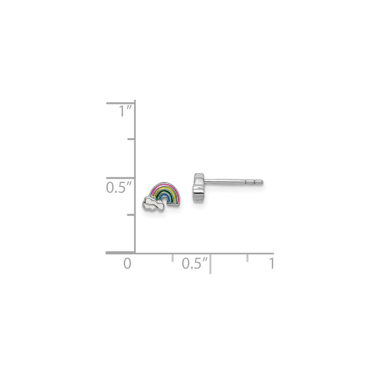 Sterling Silver Rainbow Stud Earrings with Colorful Enamel and Cloud Accents for Women and Girls