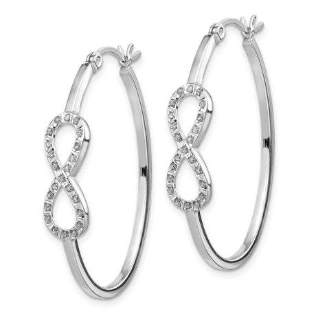 Sterling Silver Hoop Earrings with Diamond Mystique, Infinity Symbol Design for Women