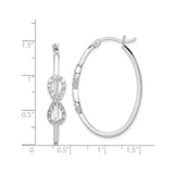 Sterling Silver Hoop Earrings with Diamond Mystique, Infinity Symbol Design for Women
