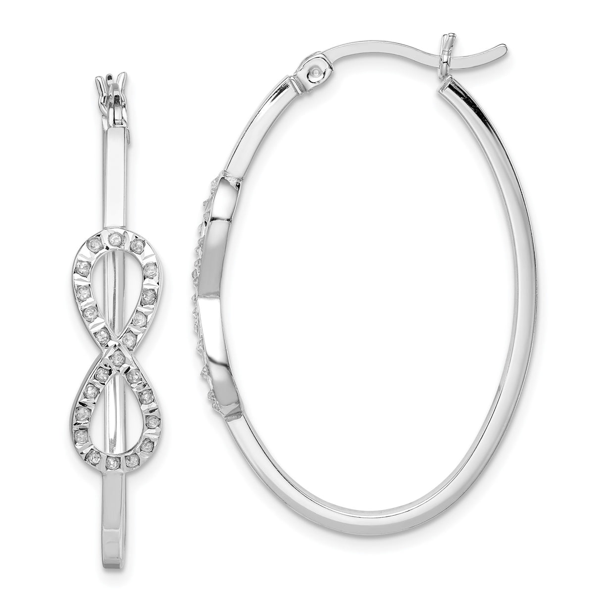 Sterling Silver Hoop Earrings with Diamond Mystique, Infinity Symbol Design for Women
