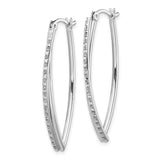 Sterling Silver Hoop Earrings with Diamond Mystique, Marquise Double Line Channel Set Design