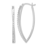 Sterling Silver Hoop Earrings with Diamond Mystique, Marquise Double Line Channel Set Design