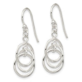 Sterling Silver Dangle Earrings with Interlocking Oval Loops, Lightweight Modern Design