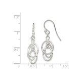 Sterling Silver Dangle Earrings with Interlocking Oval Loops, Lightweight Modern Design
