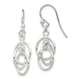Sterling Silver Dangle Earrings with Interlocking Oval Loops, Lightweight Modern Design