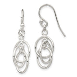 Sterling Silver Dangle Earrings with Interlocking Oval Loops, Lightweight Modern Design