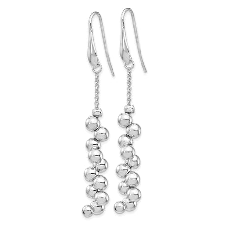 Sterling Silver Dangle Earrings with Long Cascading Chains and Polished Beads