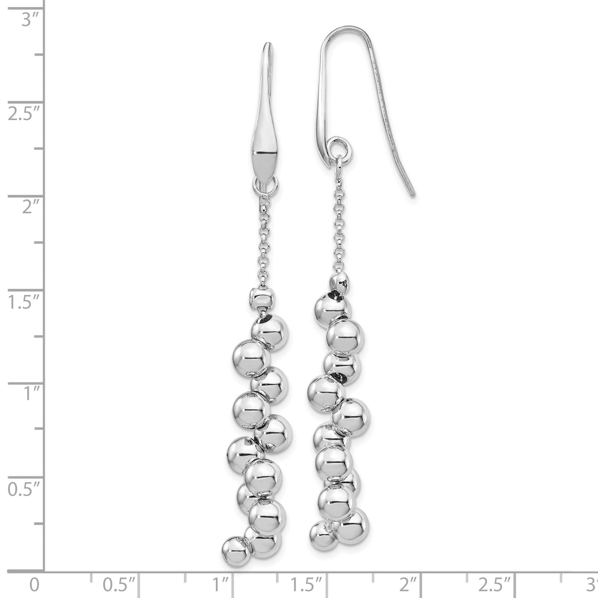 Sterling Silver Dangle Earrings with Long Cascading Chains and Polished Beads