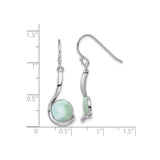 Sterling Silver Dangle Earrings with Blue Green Larimar, Modern Swirl Ocean-Inspired Design