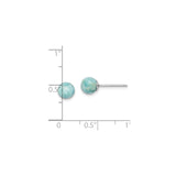 Sterling Silver Larimar Stud Earrings, Round Blue and White Gemstone, Coastal Style Jewelry