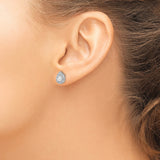 Sterling Silver Teardrop Stud Earrings Pear CZ Center Halo